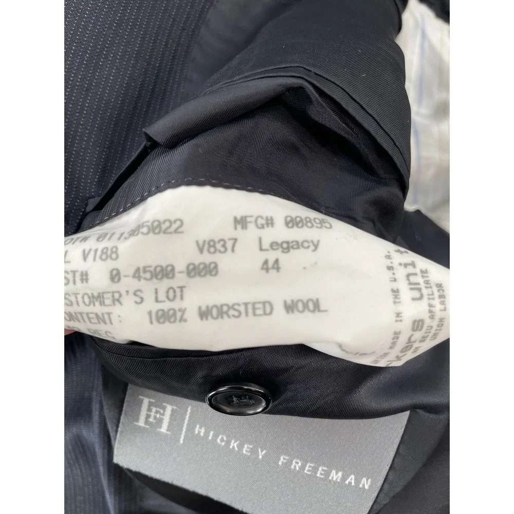 Hickey Freeman Loro Piana Sport Coat Mens 44 Navy Blue Super 150s Wool Pinstripe